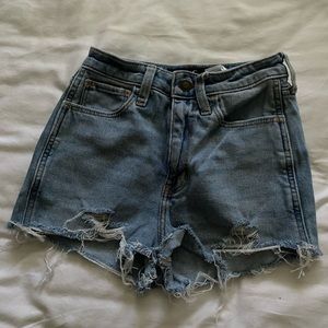 Hollister short shorts, high rise, size 0, lighter wash.